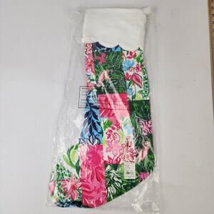 Lilly Pulitzer Christmas Stocking Multi Party Punch Patch Colorful Pink Green